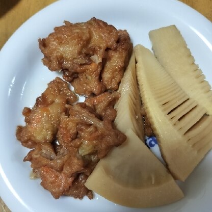 油揚げかなかったので、おつまみ用に購入した野菜天ぷらを入れて作りました！